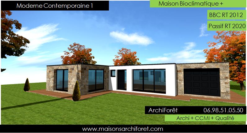 plan de maison contemporaine a toit plat et plein pied