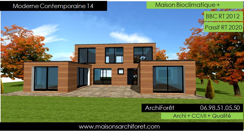 plan maison moderne bois