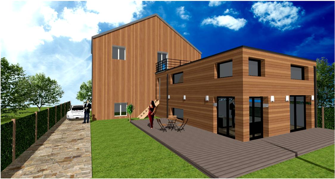 extension agrandissement maison ossature bois par votre architecte constructeur